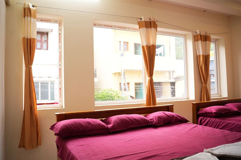 Family room seen from bed level toward the windows